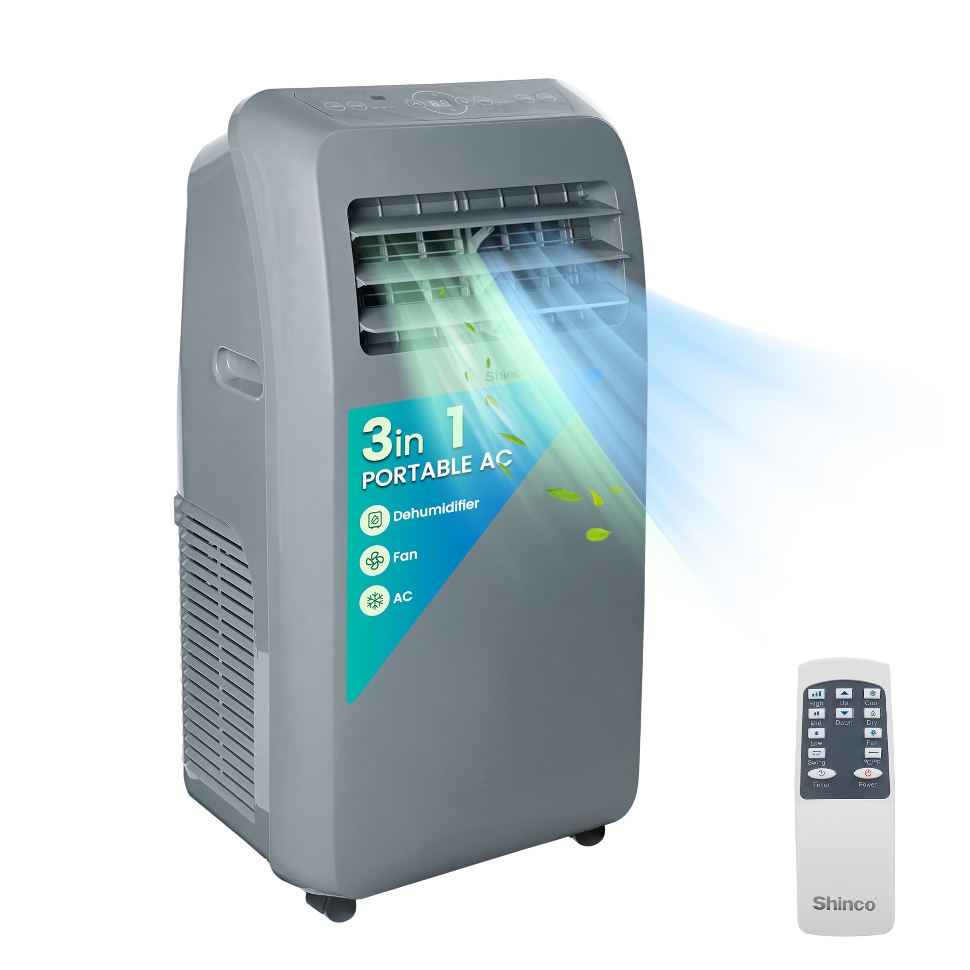 EdenDirect 10,000 BTU Portable Air Conditioner Cools 400 sq. ft. with Dehum & Remote, Swing, 3-Speed Fan